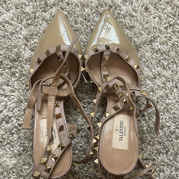 Valentino Women's Beige Studded Heels - Picture 1 of 5